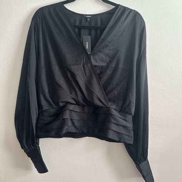 Express Black Wrap Blouse - Picture 2 of 9
